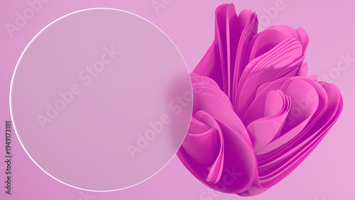 This glassmorphism 3D render showcases a matte glass panel against an abstract flower background, a stylish solution for interface and presentation design.