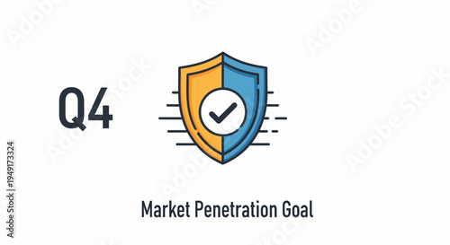 Strategic Q4 market penetration roadmap icon for corporate growth presentations and fiscal year-end planning