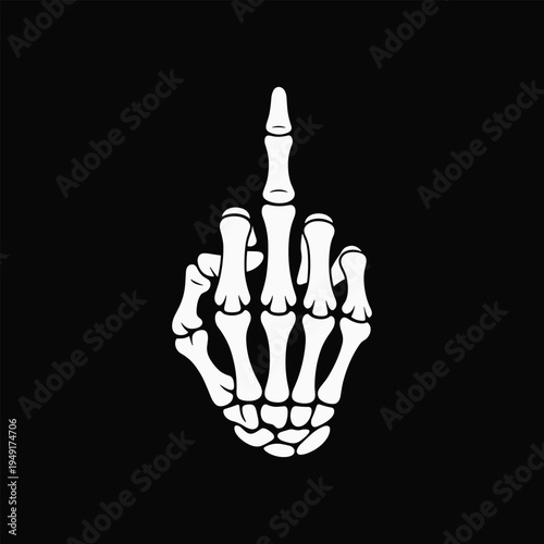A skeleton hand giving the rude gesture