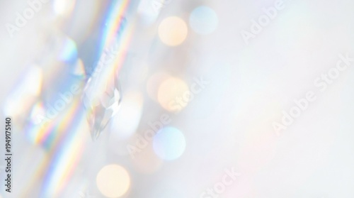 Sparkling Water Droplets with Colorful Reflections on Soft Abstract Background
