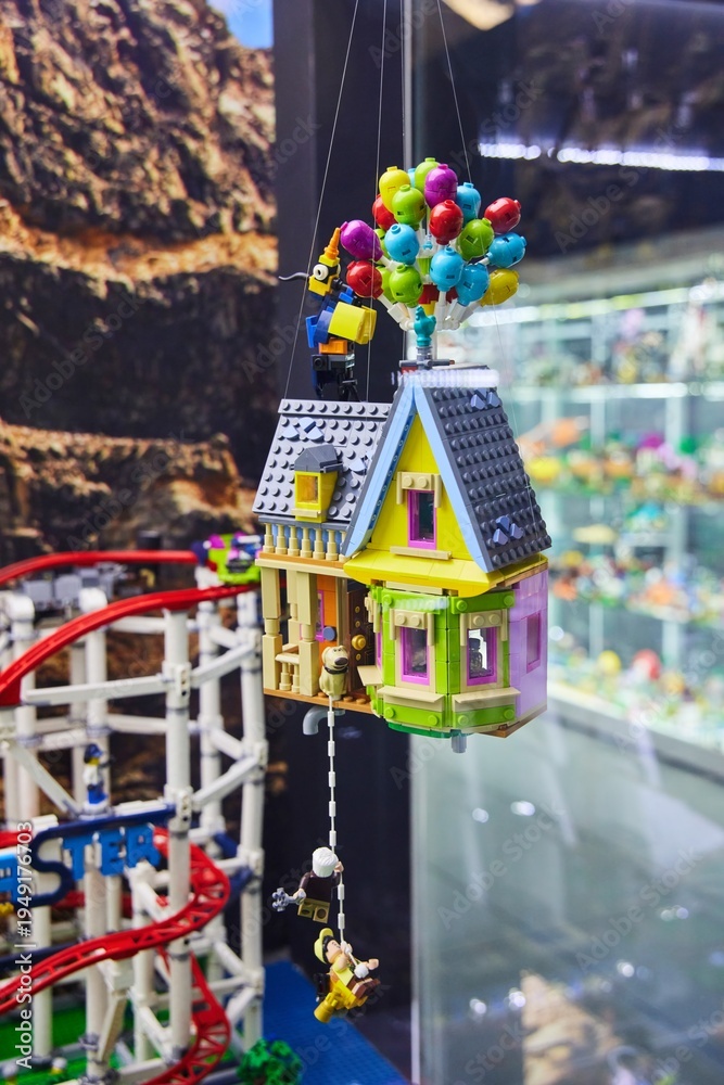 Fototapeta premium Moscow, Russia. - June 23, 2025: Lego construction kit, old models. Collection of the famous toy series
