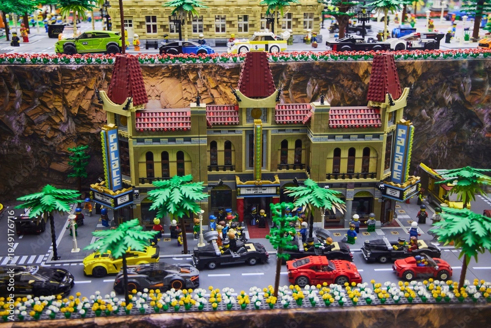 Obraz premium Moscow, Russia. - June 23, 2025: Lego construction kit, old models. Collection of the famous toy series