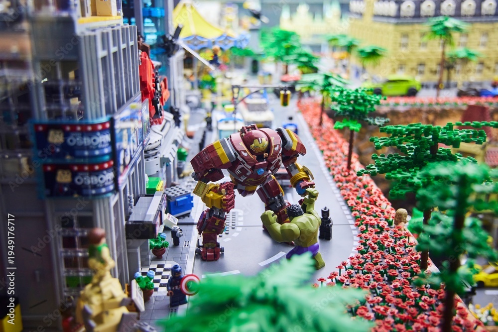 Naklejka premium Moscow, Russia. - June 23, 2025: Lego construction kit, old models. Collection of the famous toy series