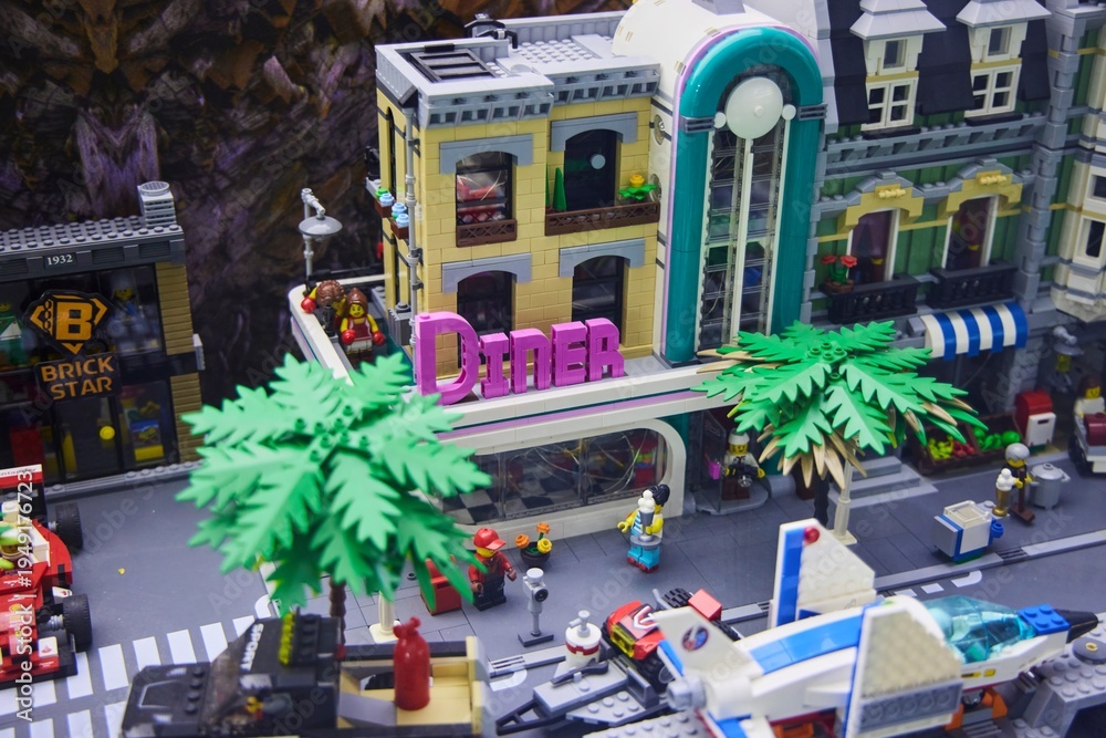 Naklejka premium Moscow, Russia. - June 23, 2025: Lego construction kit, old models. Collection of the famous toy series