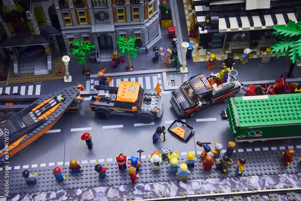 Obraz premium Moscow, Russia. - June 23, 2025: Lego construction kit, old models. Collection of the famous toy series