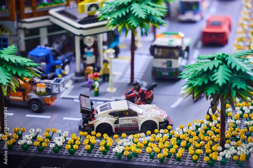Naklejka premium Moscow, Russia. - June 23, 2025: Lego construction kit, old models. Collection of the famous toy series