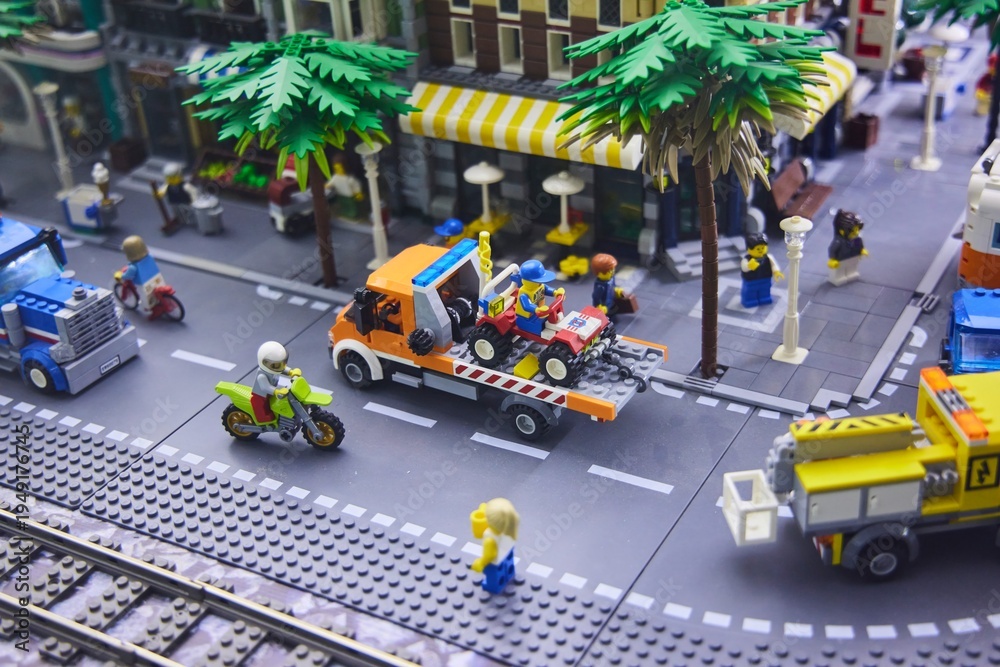Naklejka premium Moscow, Russia. - June 23, 2025: Lego construction kit, old models. Collection of the famous toy series