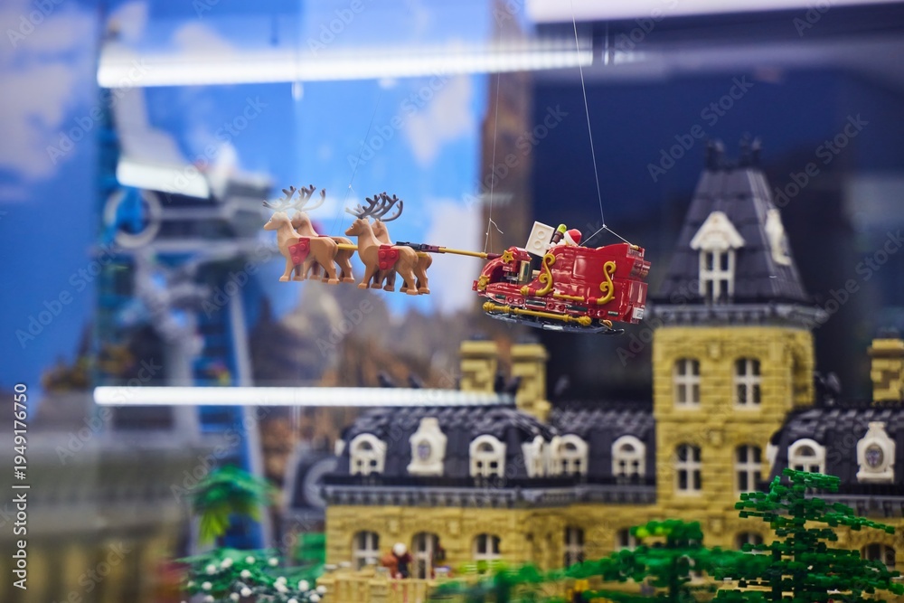 Obraz premium Moscow, Russia. - June 23, 2025: Lego construction kit, old models. Collection of the famous toy series