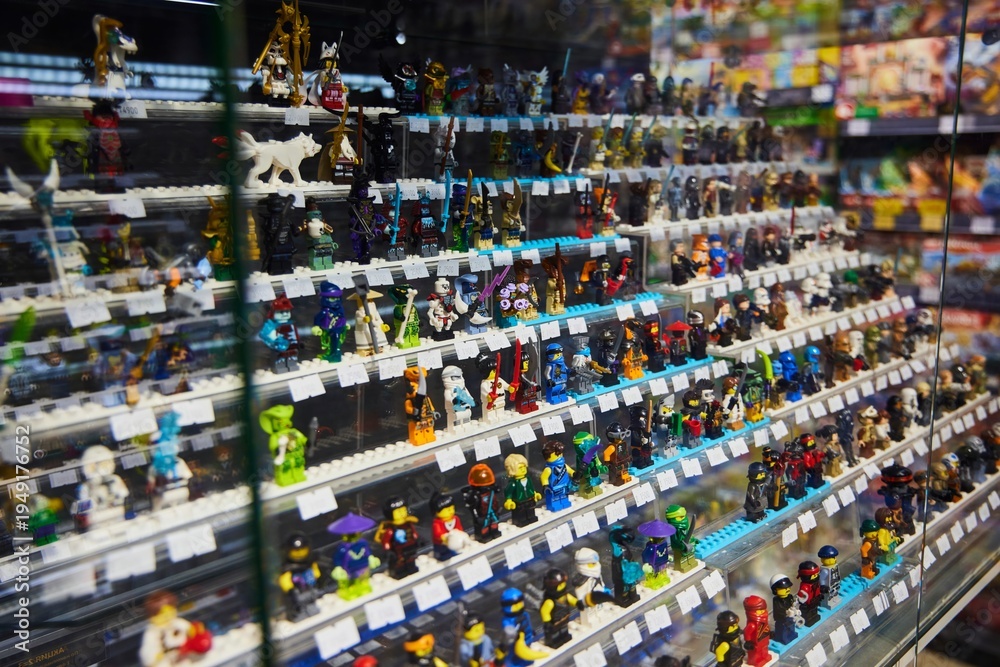 Obraz premium Moscow, Russia. - June 23, 2025: Lego construction kit, old models. Collection of the famous toy series