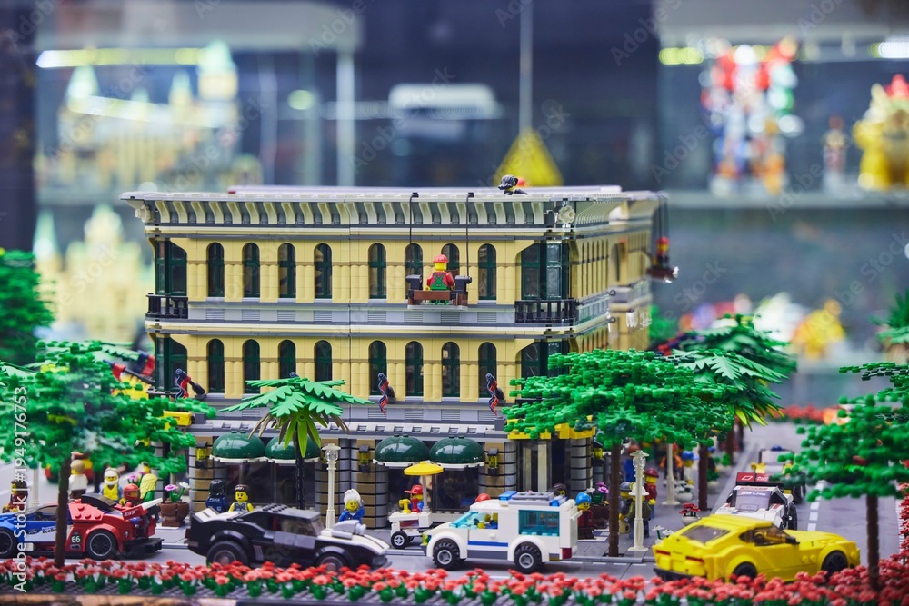 Naklejka premium Moscow, Russia. - June 23, 2025: Lego construction kit, old models. Collection of the famous toy series