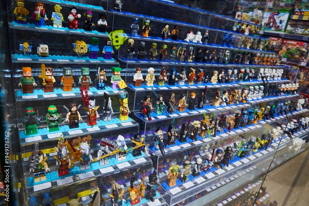 Obraz premium Moscow, Russia. - June 23, 2025: Lego construction kit, old models. Collection of the famous toy series