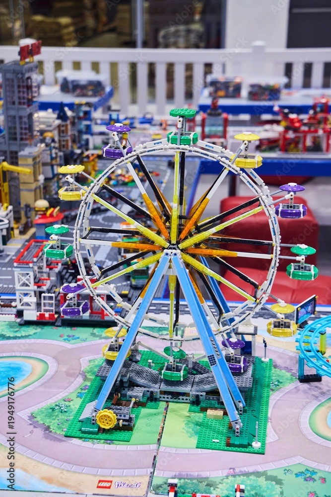 Obraz premium Moscow, Russia. - June 23, 2025: Lego construction kit, old models. Collection of the famous toy series