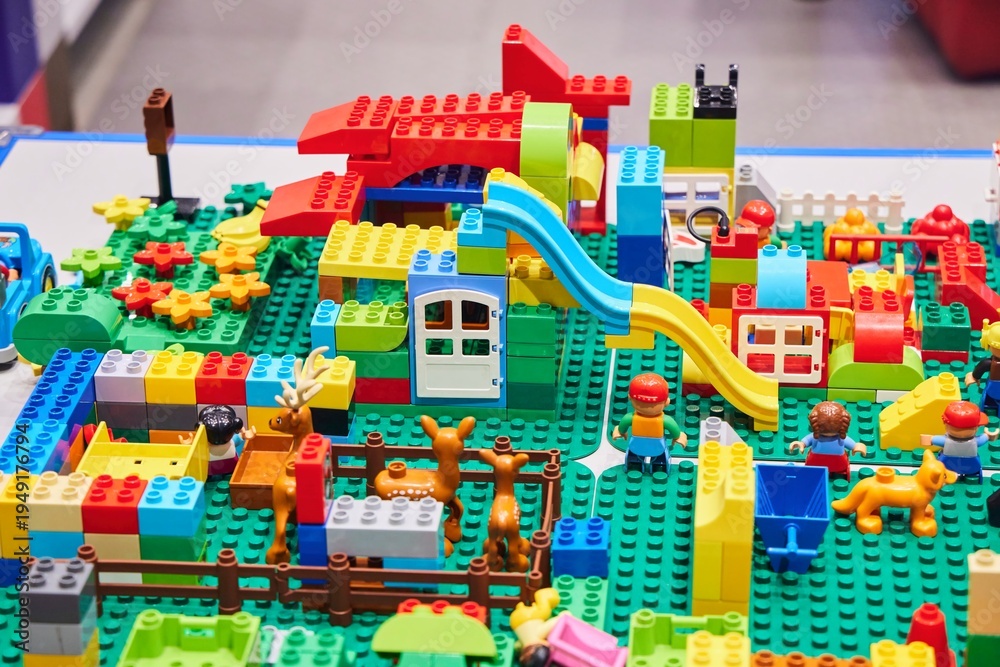 Obraz premium Moscow, Russia. - June 23, 2025: Lego construction kit, old models. Collection of the famous toy series