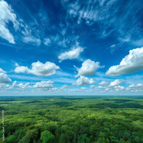 Vast Green Forest Under a Blue Sky With Clouds During Daytime Hours