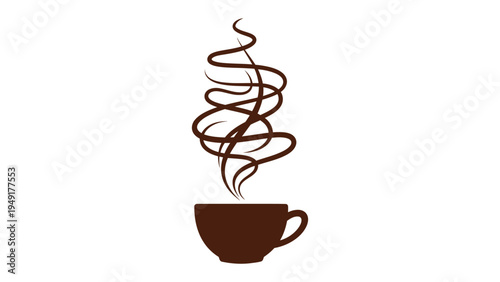 Steaming Coffee: An inviting silhouette of a coffee cup releasing a swirl of aromatic steam, a perfect visual to evoke warmth and the start of a productive day.