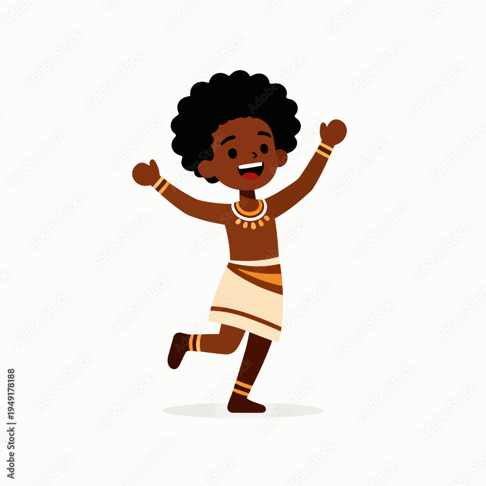 Fototapeta premium African Child Dancing – Traditional Culture and Joy Illustration