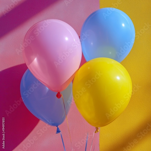 Bright Colored Balloons Create a Flower Shape in a Cheerful Indoor Setting Wi...