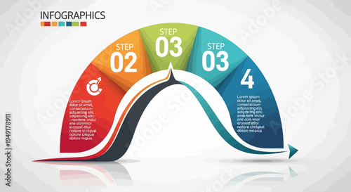 Colorful Infographic Arch with Numbered Steps.