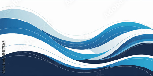 Abstract blue wave background design featuring a fluid water flow with light curves and vector lines for a modern motion pattern wallpaper