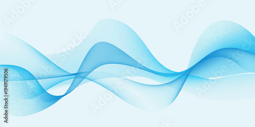 Abstract blue wave background featuring a soft flowing water design with curved vector lines and motion pattern for a professional business web backdrop or artistic wallpaper illustration