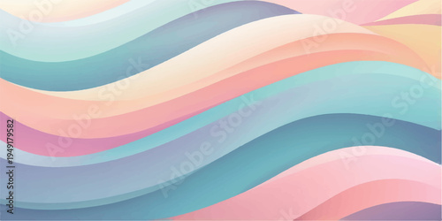 A vibrant abstract wallpaper design features colorful rainbow waves and bright flowing curves in a seamless vector illustration style with pink, blue, and yellow paint textures