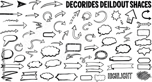 Decorative isolated shapes on transparent background for design and decoration