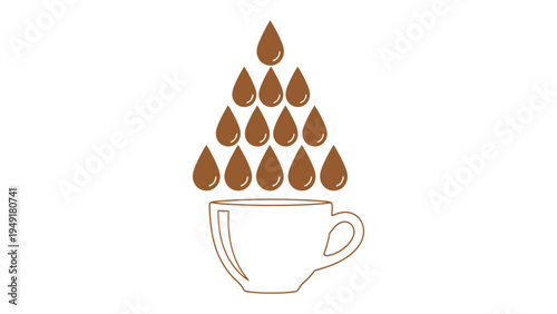 Coffee Pouring Illustration: A stylized illustration presents the essence of coffee, depicting a cascade of coffee drops gracefully pouring into an empty cup, symbolizing the rich and satisfying brew.