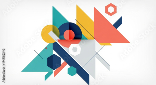 Abstract Geometric Shapes Composition Colorful Modern Design.