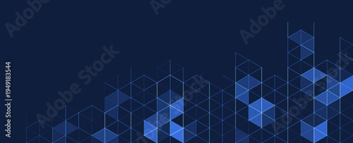 Abstract geometric background with isometric. Digital cube isometric on blue background.