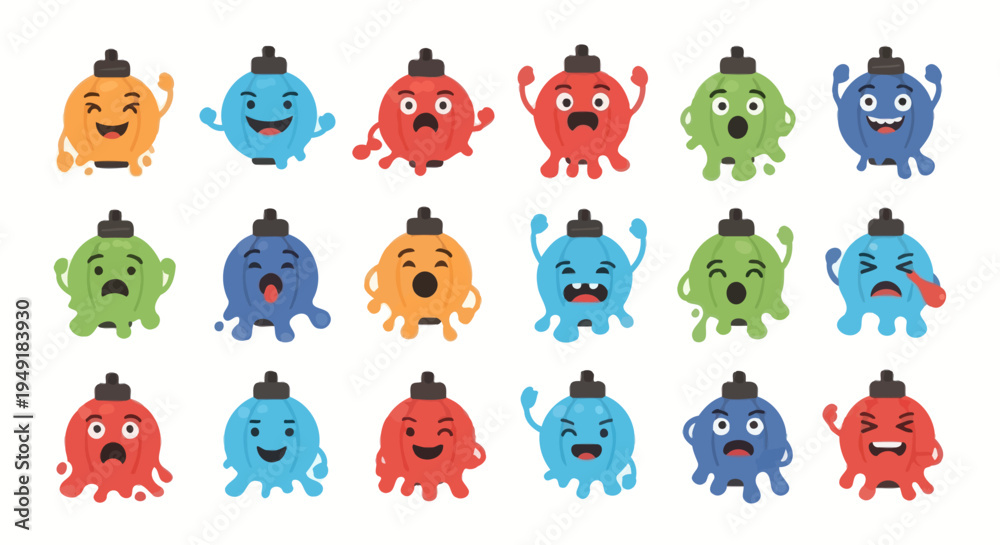 Fototapeta premium Cute Cartoon Monster Characters, Vector Art Style