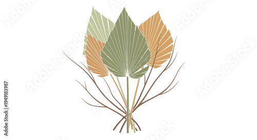 Abstract minimalist palm leaves and branches vector illustration