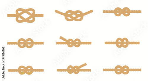 Flat Design Rope Knots Collection Vector Illustration