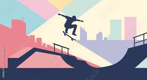 Silhouette of a skateboarder executing a dynamic midair jump trick.