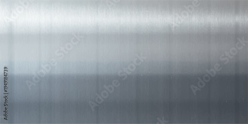 A sleek brushed silver metallic texture featuring a shiny stainless steel surface with grey aluminum lines and reflective patterns for a professional alloy plate backdrop