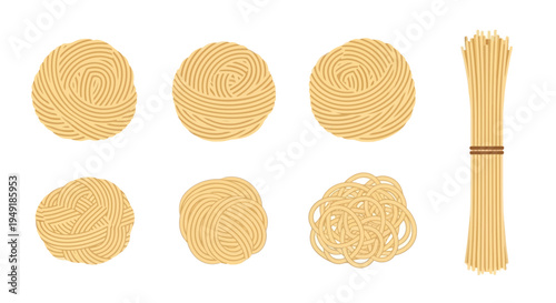 Flat Design Pasta Noodles Collection - Food  Culinary Stock Asset