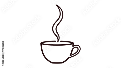 Steaming Cup: A simple yet elegant line art image of a coffee cup, depicting the comforting warmth of a fresh beverage and the gentle rise of steam.