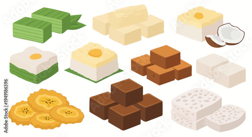 Delicious Sweets and Desserts Icons: Traditional Asian Snacks and Candies