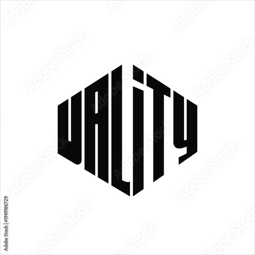 Modern Geometric Typography “VALIDITY” Logo Design in Black Minimalist Style