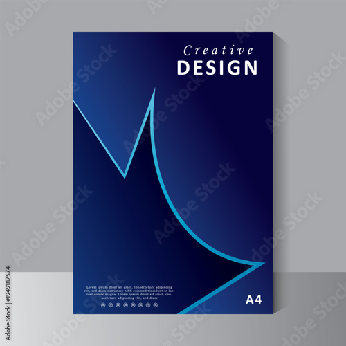 Template vector design for Brochure, Book cover, Annual Report, Magazine, Poster, Corporate Presentation, Flyer, modern with blue print ready color, A4 size
