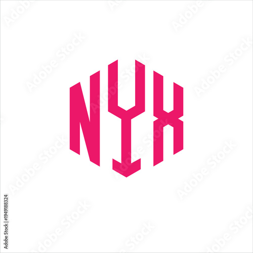 NYX Pink Monogram Logo Design in Hexagon Shape on White Background