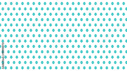 Seamless vector pattern with small, repeating turquoise blue floral star shapes on a clean white background, ideal for fabric, packaging, web design, and digital paper