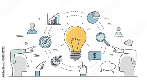 Bright Idea Lightbulb Innovation Business Strategy Concept.