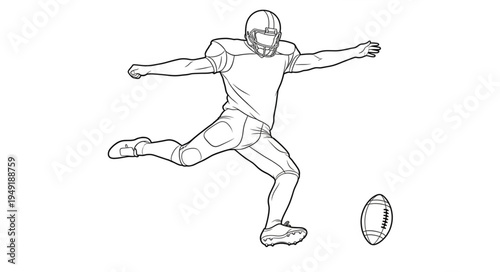 American Football Player Kicking the Ball During a Game.