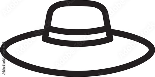 Hand Drawn Woman Hat Black and White Illustration in Minimal Line Art Style Design