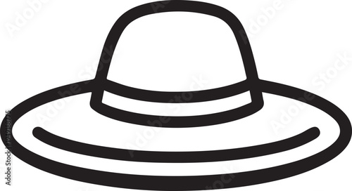 Hand Drawn Woman Hat Black and White Illustration in Minimal Line Art Style Design