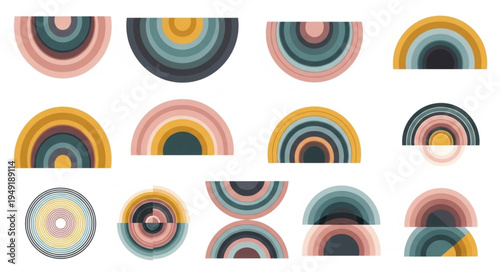 Abstract Rainbow Shapes Geometric Patterns.