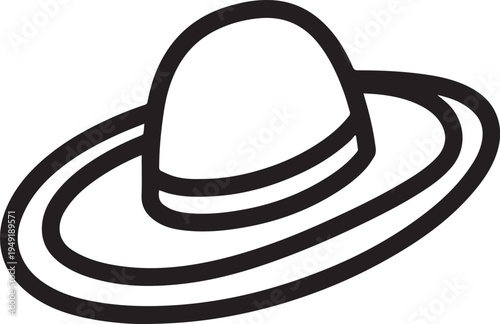 Hand Drawn Woman Hat Black and White Illustration in Minimal Line Art Style Design