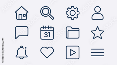 Collection of web interface icons.