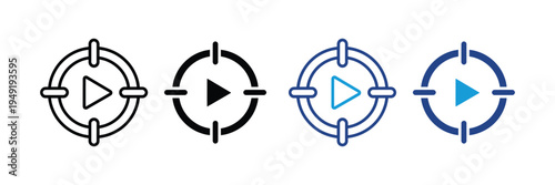 Play button icon. tutorial icon set. Media controls, Playback symbol. Vector illustration