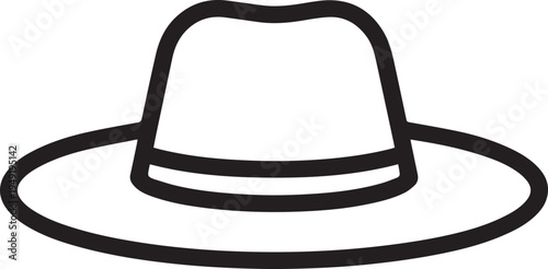 Hand Drawn Woman Hat Black and White Illustration in Minimal Line Art Style Design
